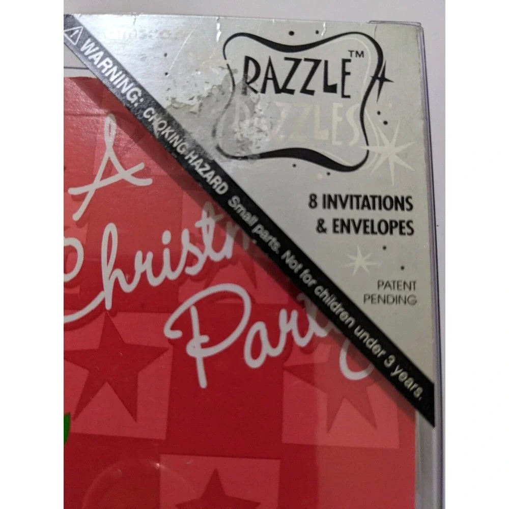 3D Razzle Dazzles Box of 8 Christmas Party Invitations and envelopes